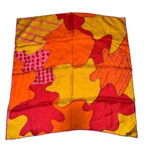 Vtg 60s Vera Neumann Ladybug Silk Pink Orange Mod Groovy Retro Square Scarf